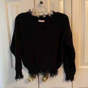 Romwe black jagged edge sweater size S